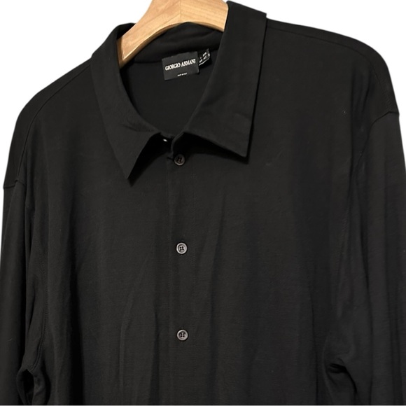 Giorgio Armani Borgo 21 Men’s Size 42 Black Knit Long Sleeve Button Down Shirt - Picture 1 of 7